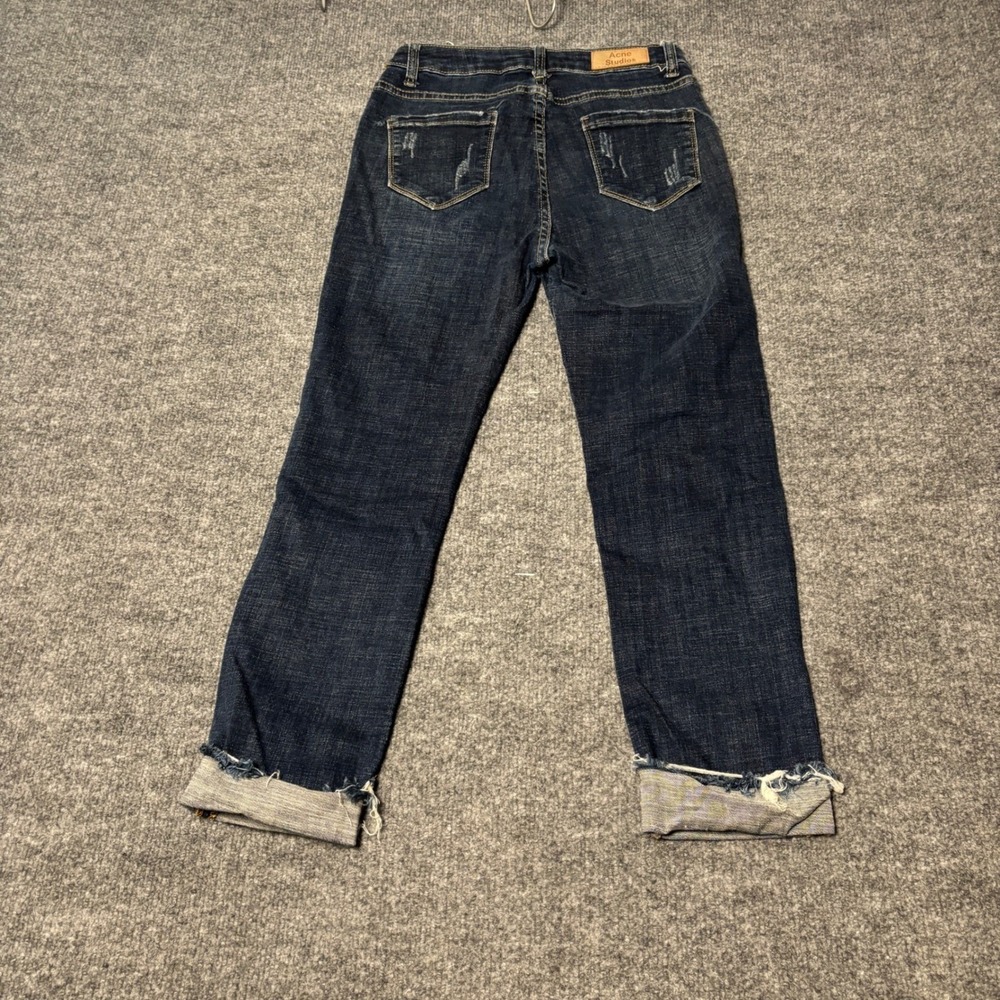 Acne Studios Tram Lt  Women's  size 24 distressed  Slim Jeans Dark Wash Blue - Picture 2 of 16